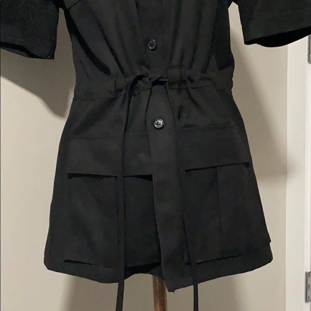 Saxony Black short sleeve military style longer Shirt size 8 - Picture 3 of 11